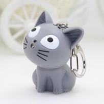Animacinis LED Sūrio Katės Raktų Pakabukas Žavesys Dovana D Keyring, Non-painted pilka spalva