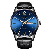 Top Brand Men's Large Dial Ultra-thin Trendy Fashion Business Double Calendar Quartz Watch blue
