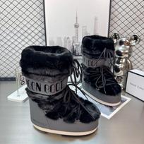 Autumn and winter new moon boots women's non-slip warm snow boots trendy boots ruffian young boots heightening medium tube series 37 black
