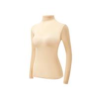 Women's Thermal Underwear Women's Pajamas Slimming Warm High Neck Lingerie Set High Stretch Long Sleeved Seamless Base Shirt L beige