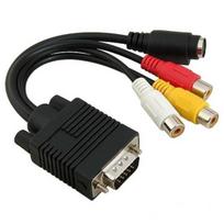 VGA SVGA to S Video Adapter for Converter AV Cable 3 RCA Laptop PC HDTV
