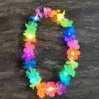 Multicolor LED Hawaii Leis Beach Accessories Silk Petal Flower Wreath DIY Glow in the Dark Hawai Floral Garland Event Decoration blue