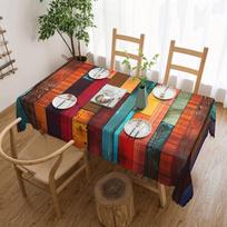 Vintage Wood Grain Print Tablecloth Holiday Party Decor Farmhouse Retro Rustic Fence Rectangle Table Cloths Kitchen Table Decor 140x140cm