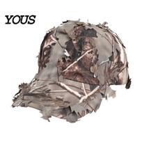 Tactical Gear Camouflage Hat 3D Leafy Cap, Hunting Hat, Adjustable Jungle Breathable Outdoor Sun Camo Cap for Men, Turkey Hunting, Training Men pilka