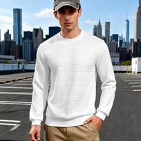 Men's Waffle‑Grid Textured cPullover Sweatshirt Soft Long‑Sleeve, Relaxed‑Fit Casual Daily & Layering Top for All Seasons XXXL balta