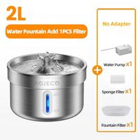 ROJECO Stainless Steel Cat Water Fountain Filters 2L Automatic Pet Water Dispenser Smart Drinking Fountain for Cat Dog Supplies No plug gray