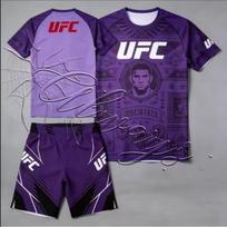 Mens Womens MMA Training Set Short Sleeve T-Shirt Shorts Breathable Mesh Gym Workout Sportswear 4XL