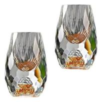 Crystal Whisky Glasses Set 2 Pieces 15ml Gold Rimmed Liquor Tasting Glasses for Home Bar Barware gray