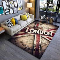 London Crown Union Jack Map suitable as a non-slip mat for the living room or bedroom sofa 40x60cm( 15x23in ) gray
