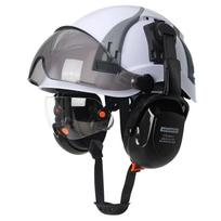 CE Carbon Fiber Safety Cap with Adjustable Vent Slot Double Goggle Earmuffs ABS Safety Helmet for Engineer Construction Work Hat