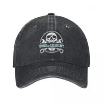 Casual Son Of Anarchy Skull Logo Baseball Cap Unisex Distressed Denim Washed Snapback Awesome Outlaw Outdoor Workouts Caps Hat One Size gray
