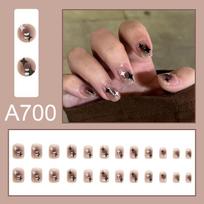 Starry Gradient Ice-Clear Short Press-On Nails - High-Grade, Wearable, Removable False Nail Art Stickers black
