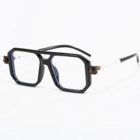 New Vintage Square Double Beam Fashion Sunglasses tofu pudding Mirror Leg Design Street Shoot INS Flat Mirror Female black