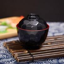 Tradicinis japoniškas ryžių dubenėlis Stalo indai Sriubos dubuo su dangteliu Naujas miso sriubos dubuo Virtuvės reikmenys 1 black