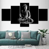 Canvas Painting black and white Buddha 5 Pieces Wall Art Painting Modular Wallpapers Poster Print for living room Home Decor 30x40 30x60 30x80cm white