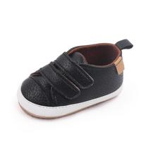 New Baby Shoes Microfiber Leather Toddler Boys Barefoot Shoe Solid Color Soft Sole Girls Outdoor Tennis Fashion Kids Sneakers 20 black