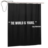 Scarface Tony Montana The World Is Yours Movie Shower Curtain Bathroom Polyester Waterproof Bath Curtains With Hooks W60H190(CM)-1 Pcs white