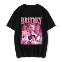 90s Singer Britney Spears Print TShirts Unisex Women Short Sleeve Hip Hop T Shirt Summer Harajuku Tees Unisex Women Streetwear XL pink