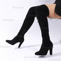 Šoninis užtrauktukas Virš kelių Batai Seksualūs Smailus pirštas Suede Aukštakulniai Šiuolaikiniai Batai Dydis 35 43 Ilgi moteriški batai Juodi Pilki Raudoni Batai 43 juoda