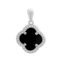 Silver pendant with onyx, cubic zirconia (2208655) juoda