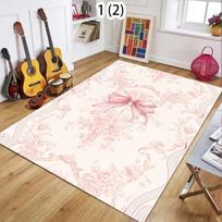 Cartoon Animal Printed Area Rug Cute Bow Throw , Anti-slip Children's Room Carpet Home Decoration Living Room and Bedroom Carpet 80x120cm