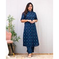 Gosriki Women' Rayon Viscose ALine Printed Kurta With Pant (Vibha BlueVks01Gs Blue Medium) XL mėlyna