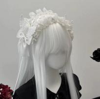 Gothic Angel Wings Maid Bonnet hairband Lolita Girl Cosplay Costume Accessories Retro Adjustable Ruffles Solid headwear Women balta
