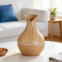 Wood Grain Humidifier Aromatherapy Diffuser Adjustable Mist 7 Color LED Light for Home Office Air Purifier