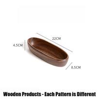 Walnut Oval Solid Wood Sushi Plate Bowl Japanese Platte Decorative Tray for Coffee Pastry Plate Wooden Tableware Kitchen Decor