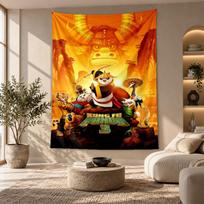 Decorative Tapestry,Kung Fu Panda Printed Wall Art, Lightweight Wall Hanging For Bedroom Background 100cmx150cm orange