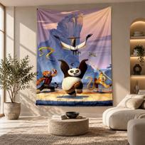 Decorative Tapestry,Kung Fu Panda Printed Wall Art, Lightweight Wall Hanging For Bedroom Background 100cmx150cm gray