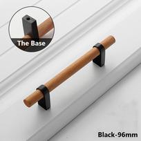 Modern Wardrobe Kitchen Zinc Alloy Wood Door Handle Drawer Pulls Door Knob Cupboard Black-96mm