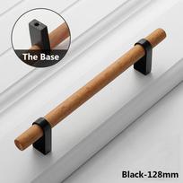 Modern Wardrobe Kitchen Zinc Alloy Wood Door Handle Drawer Pulls Door Knob Cupboard Black-128mm