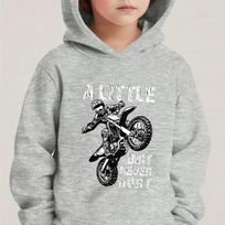 A Little Dirt Never Hurt  Motocross Hoodie for Kids – Trendy Athletic & Casual Wear for Boys 160 gray