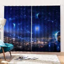 Užuolaidų Panelės Langų Užuolaidos - 3D Kraštovaizdžio Spausdintos 65 Colių, 2 Vnt., Izoliuojančios, Tamsinančios Kambarį Color_8 blue