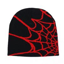 Mezgimo voratinklio dizaino kepurė vyrams moterims madinga slip-on kepurė Y2k Goth šilta kepurė Beanie nauja Hip Hop gatvės kepurė black