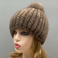 Winter Hats for Women Pompom Warm Natural Mink Fur Cap Thick Headwear Classic Popular Female Stylish Knitted Hat One Size black