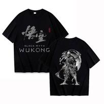 New Hot Game Black Myth: Wukong Print T Shirt Women Men Short Sleeve Tops Tees Summer Fashion Loose Casual T-shirt 4XL gray