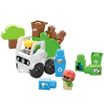 Mega Bloks Green Town Garbage Sorting and Recycling Garbage Truck Set (17-Piece Set) for Ages 1+ (HDL06) brown