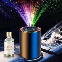 Išmanusis automobilio oro gaiviklis, automobilio oro gaiviklio difuzorius su 3 spalvų žvaigždėto dangaus projekcija, automobilio kvapo difuzorius su RGB muzikos sinchronizavimo šviesa, 3 režimai pilka