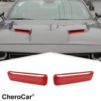 2Pcs Red Front Hood Air Vent Molding Cover Trim For Dodge Challenger SXT 2015-24 gray