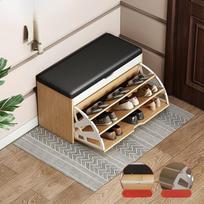 Shoe Bench with Cushioned Seat 3-Tier Footwear Rack Storage Cabinet for Bedroom Entryway Shoes Organizer Storage Cabinet gray