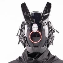 Cyberpunk Helovino šviečianti roboto kaukė – Viso veido Cosplay galvos apdangalas Comic Con