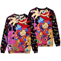 Men's The Amazing Digital Circus Print Hoodies Round Neck Hooded Sweatshirts Man Travel Pullover Male Top Streetwear Outdoor Tracksuit S red