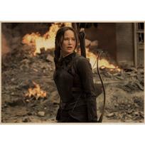 Bado žaidynės: Sėjikė Posteris - Jennifer Lawrence kaip Katniss Everdeen Drobės spaudinys, Senovinio kraft popieriaus sienos meno dekoras filmų gerbėjams black