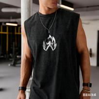 2025 One Piece Anime Luffy Zoro Periferinis Spausdintas Grynos Medvilnės Tankas Sporto Salė Vyriškas Laisvas Atsitiktinis Sportinis Vasaros Mados Viršus XXL black