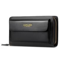Men Clutch Bag Men's Long Purse Large Capacity Men's Wallets Cell Phone Pocket Passcard Pocket High Quality Wallet Bags gray