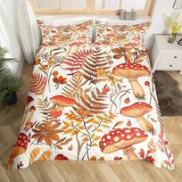 Mielas patalynės komplektas su grybais King Queen Botanical Patalynės užvalkalas Laukinio grybelio užvalkalas Spalvingi augalai Lapai Antklodės užvalkalas EU Single(135x200cm) beige