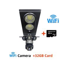 Intelligent Solar-powered Street Light Monitoring, Waterproof Lighting Lamp with HD 3-lens Camera, Multi-functional Security Equipment WiFi Version+32G Card