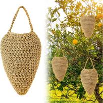 Crochet Wasp Nest, Artificial Hornet Decoy Nest, Hand Woven Hanging Bee Nest Decoration for Outdoor Garden Patio Eaves Porch S chaki